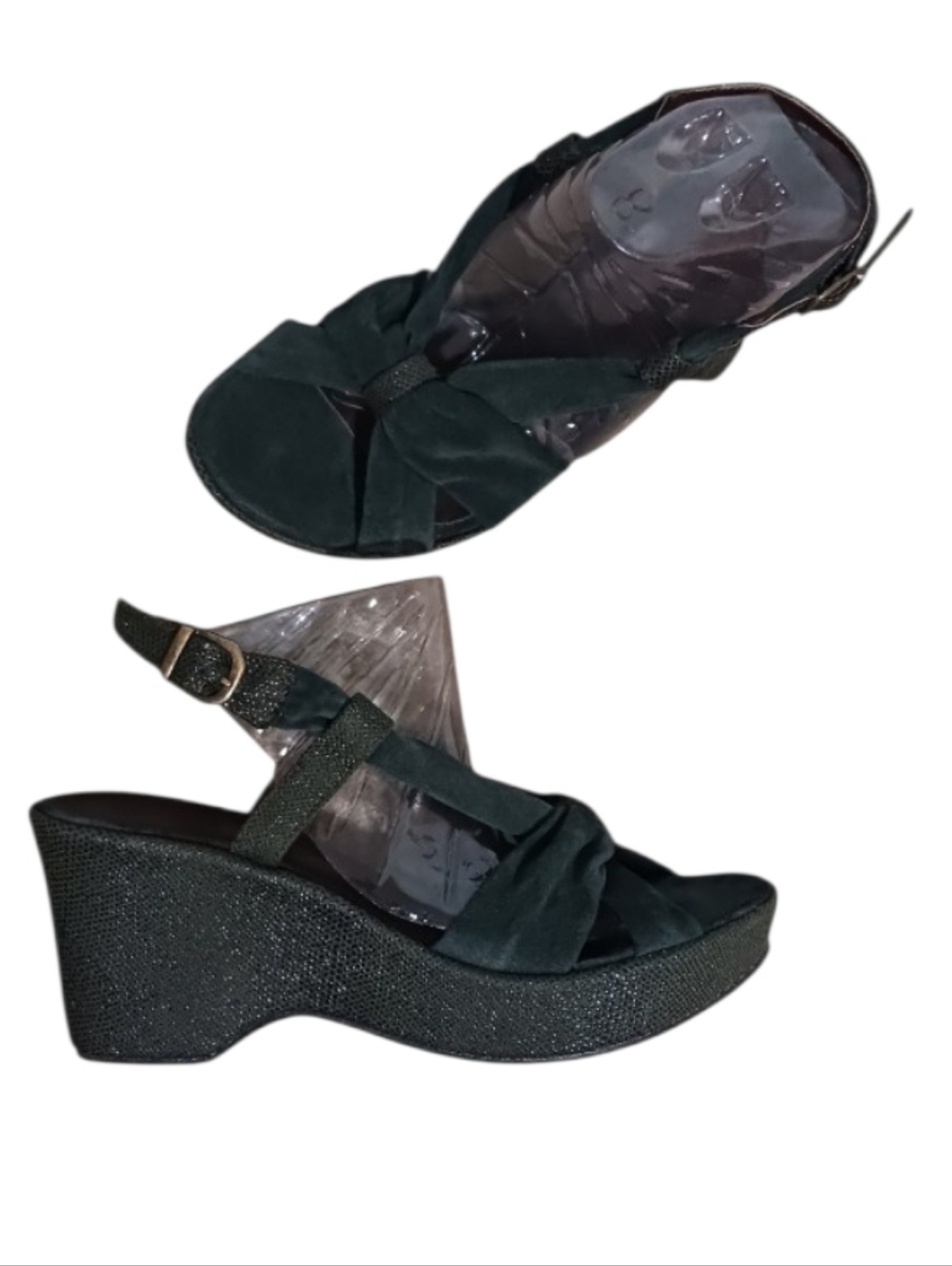 Sundance Wedge Platform Slingback Sandal Embossed 9.5/10